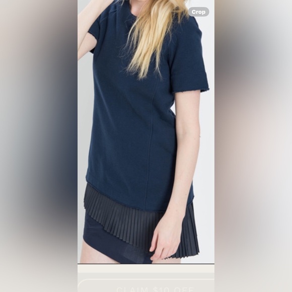 Derek lam size 4, 2 in 1 sweatshirt dress. Pleated underpinning. Navy! - Picture 1 of 3
